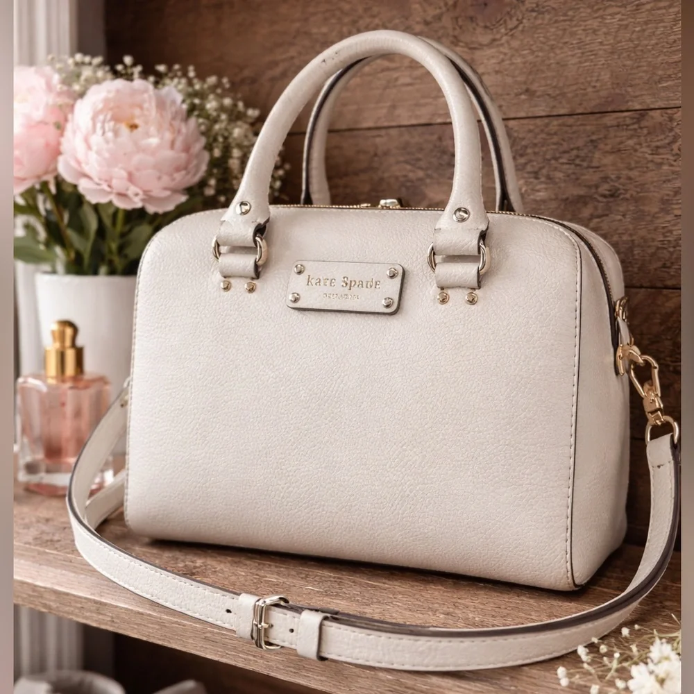 Kate Spade New York Leather Satchel Crossbody – Cream